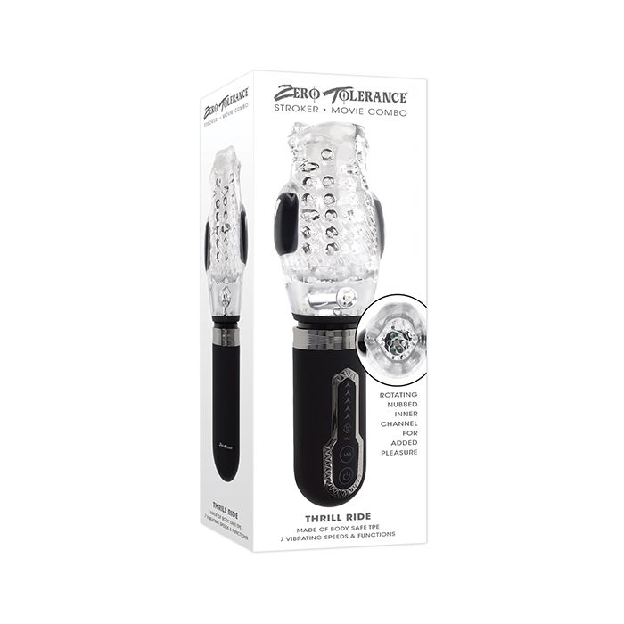 Zero Tolerance Thrill Ride Rechargeable Stroker - Black/Clear