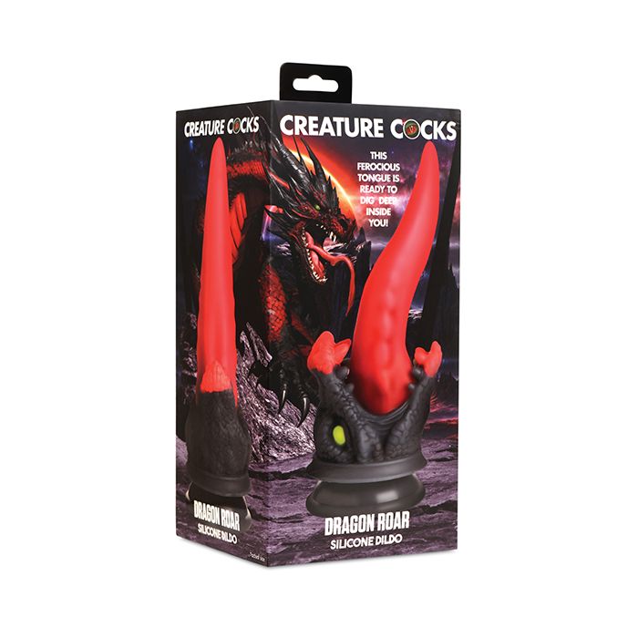Creature Cocks Dragon Roar Silicone Dildo - Red/Black
